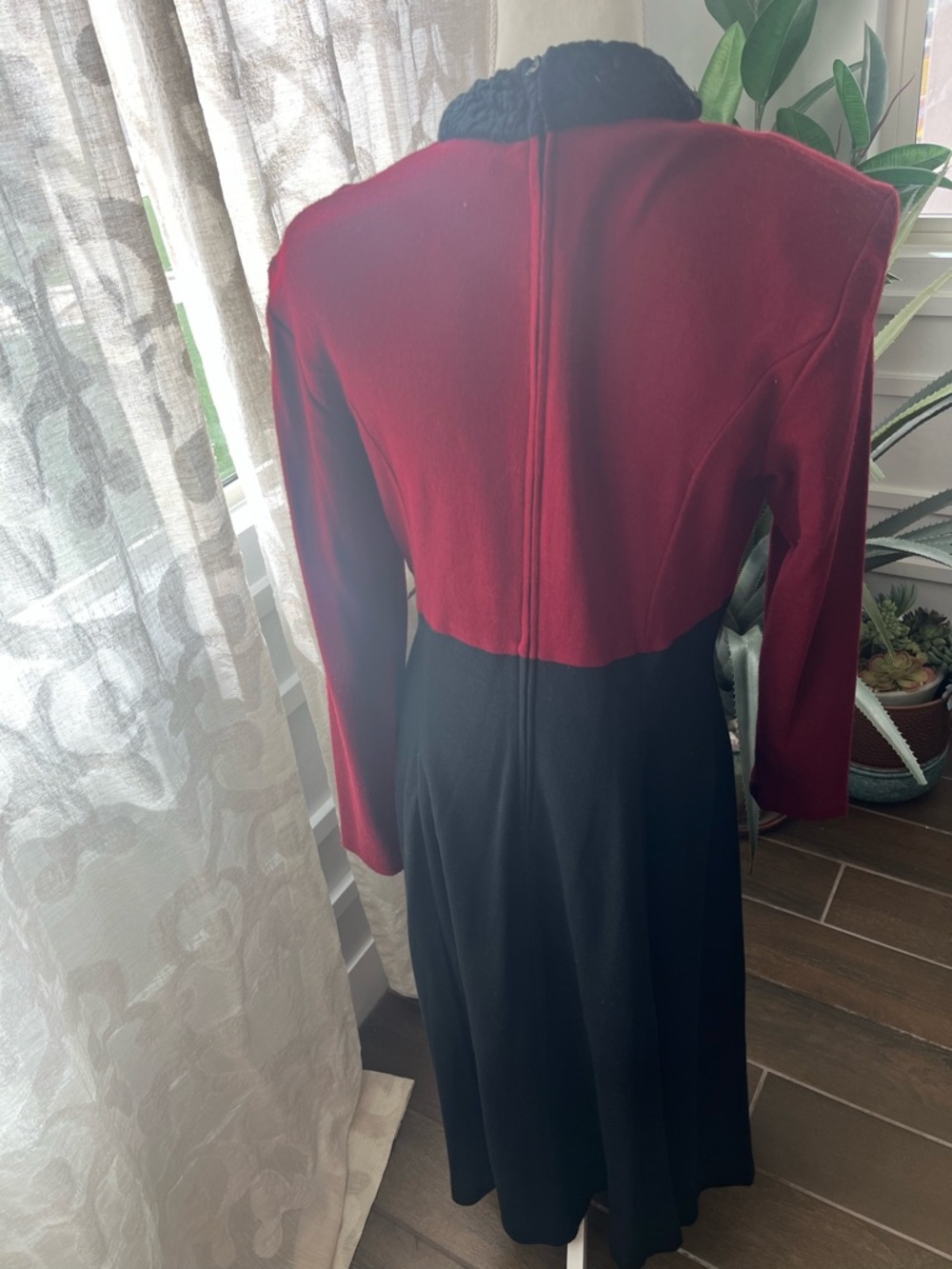 Vintage expo red Black Long Sleeve Dress Mandarin Knot Victorian Whimsigoth - Picture 5 of 7